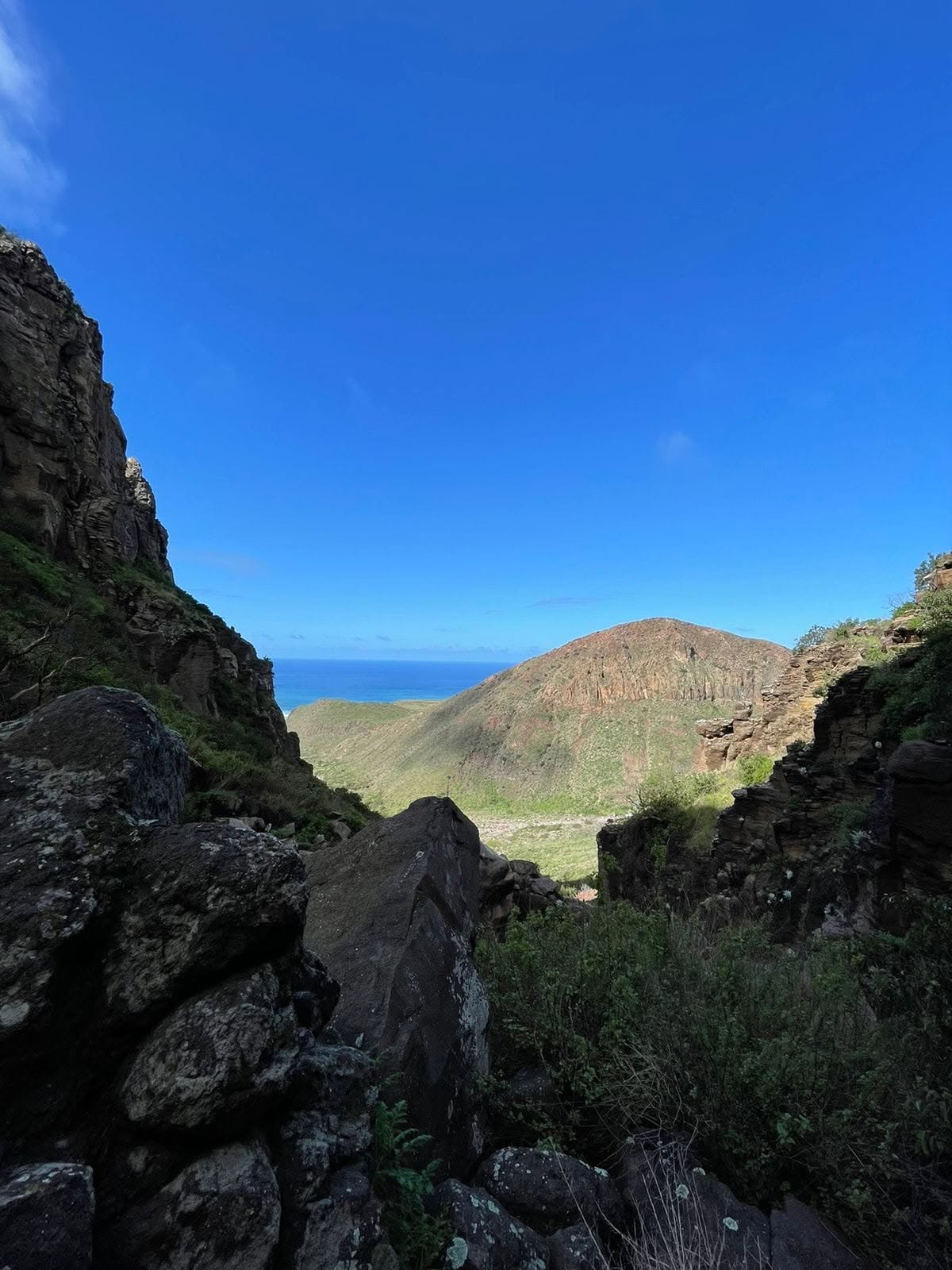 Vista del cañón de Rancho Alisitos hacia el Océano Pacífico